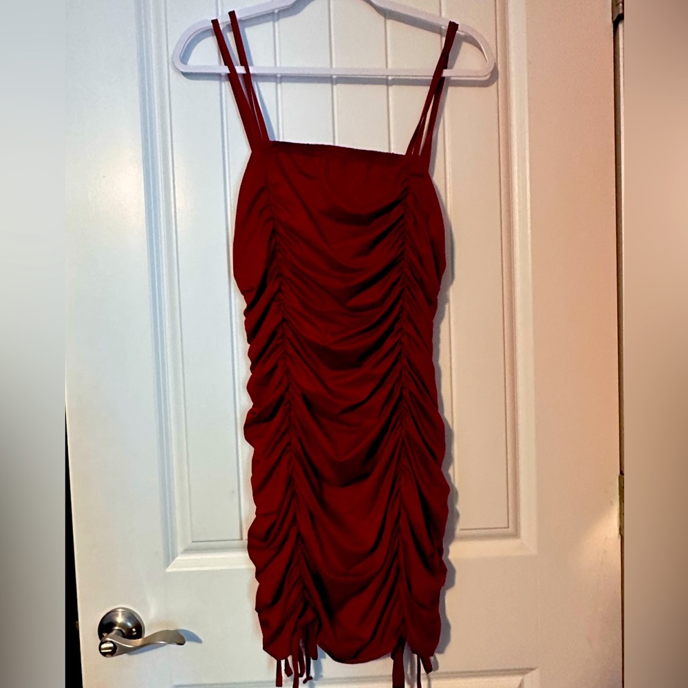 wine red shein curvy mid thigh dress